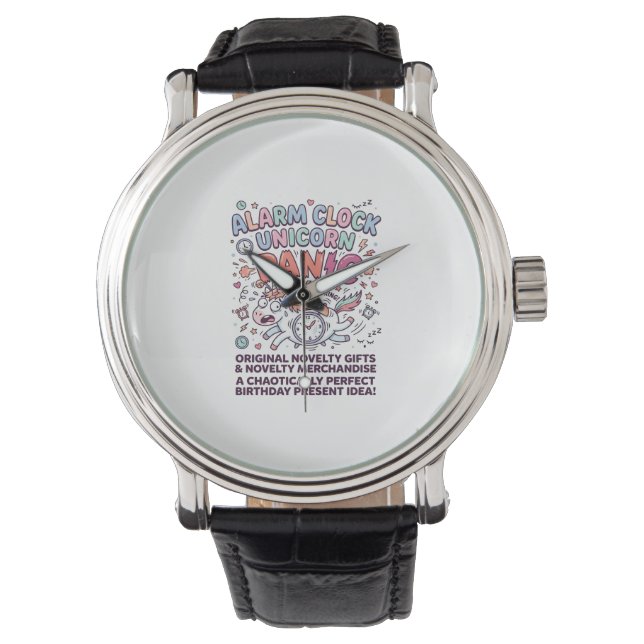 Unicorn Alarm Clock Unicorn Panic Bold Typography  Watch (Front)