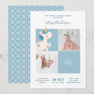 Unicorn • Alphabet Monogram Cute Baby Shower Invitation