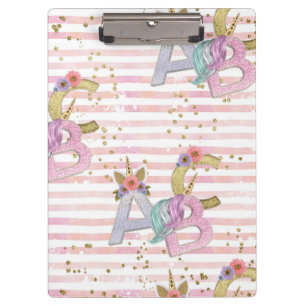 Unicorn Alphabet Pattern Clipboard