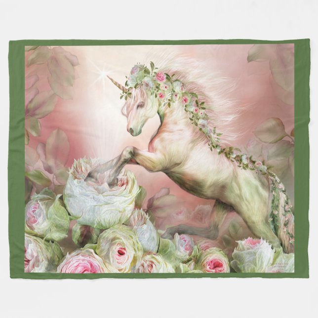 Unicorn And A Rose Art Fleece Blanket (Front (Horizontal))