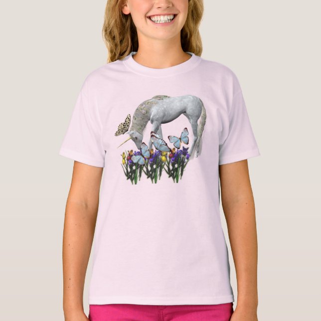Unicorn And Butterflies T-Shirt (Front)
