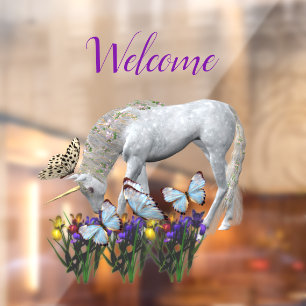 Unicorn And Butterflies Welcome Window Cling