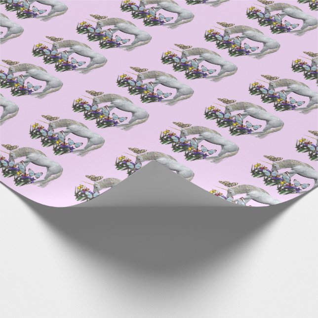 Unicorn And Butterflies    Wrapping Paper (Corner)