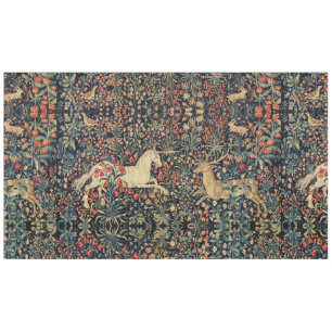 UNICORN AND DEER,FLOWERS, FOREST ANIMALS Floral Tablecloth