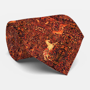 UNICORN AND DEER,FLOWERS,FOREST ANIMALS Red Floral Tie