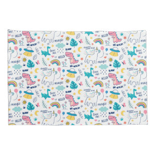 Unicorn And Dinosaur Pattern Pillowcase