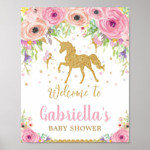 Unicorn and Fairy Baby Shower Welcome Sign Girl