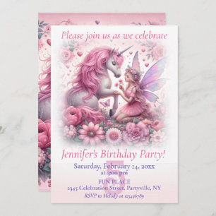 Unicorn and Fairy Birthday Party Invitation