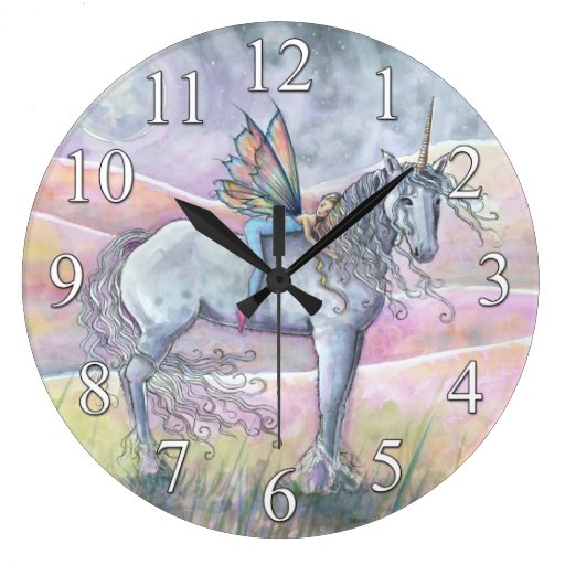 Image of Unicorn and Fairy Fantasy Wall Clock