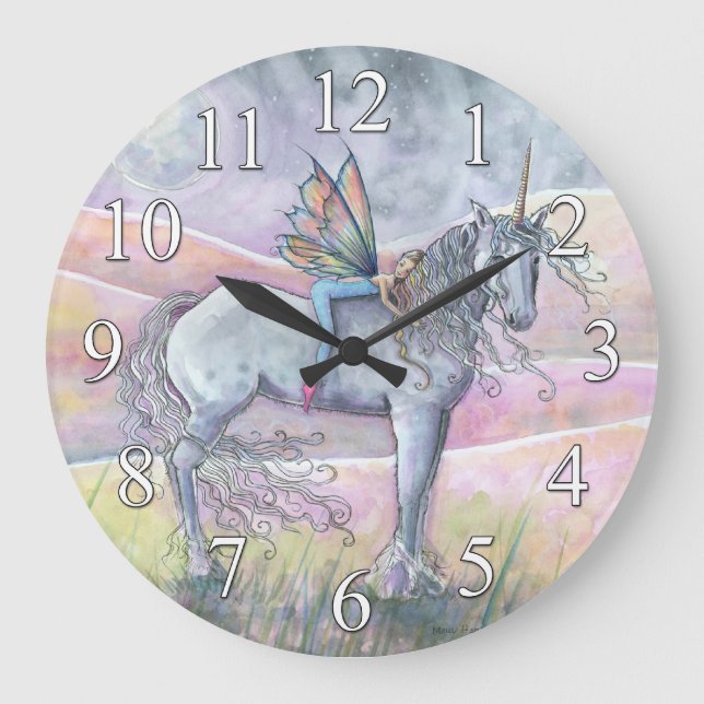 Unicorn and Fairy Fantasy Wall Clock (Front)
