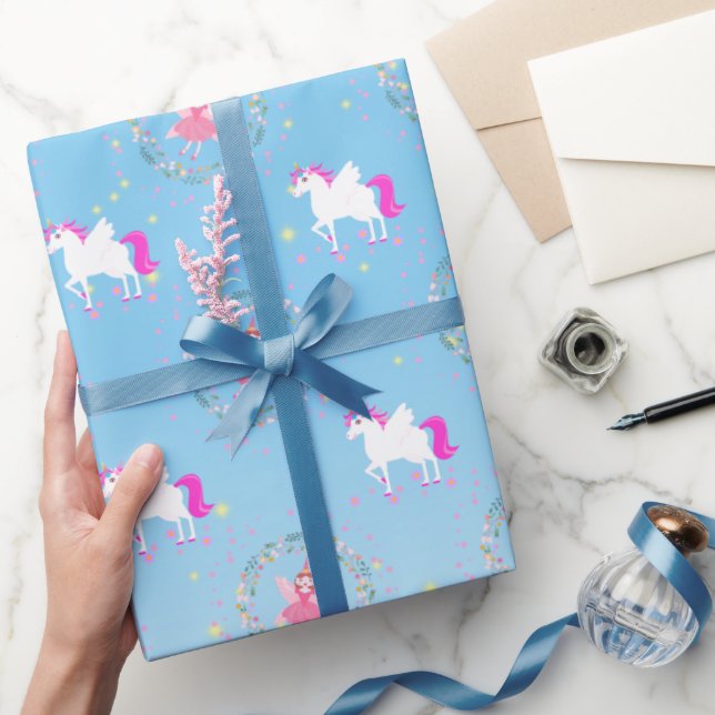 Unicorn and Fairy Magic Birthday Party Wrapping Paper (Gifting)