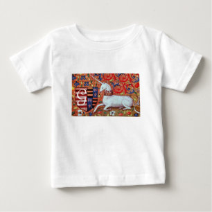 UNICORN AND FANTASY FLOWERS,FLORAL MOTIFS MONOGRAM BABY T-Shirt