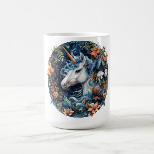 Unicorn and flowers fantasy design coffee mug