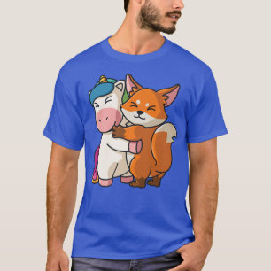 Unicorn and Fo Cute Animals for Women Animal Huggi T-Shirt