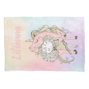 Unicorn and Girl  Pillowcase