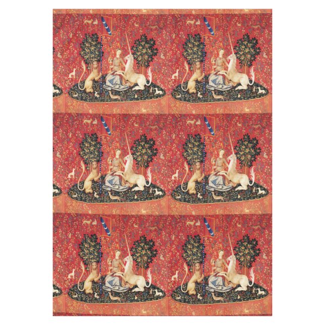 UNICORN AND GOTHIC FANTASY FLOWERS,FLORAL MOTIFS TABLECLOTH (Front)