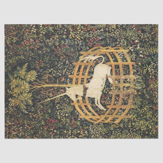 UNICORN AND GOTHIC FANTASY FLOWERS,FLORAL MOTIFS TISSUE PAPER (Front)