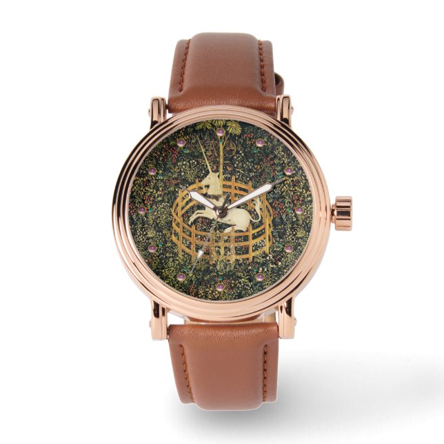 UNICORN AND GOTHIC FANTASY FLOWERS,FLORAL MOTIFS WATCH (Front)