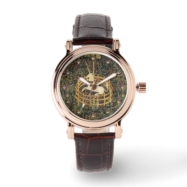 UNICORN AND GOTHIC FANTASY FLOWERS,FLORAL MOTIFS WATCH (Front)