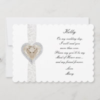 Unicorn And Lace Wedding Maid Of Honour Card