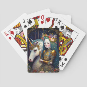 Unicorn and Lady Fantasy Art Playing Cards