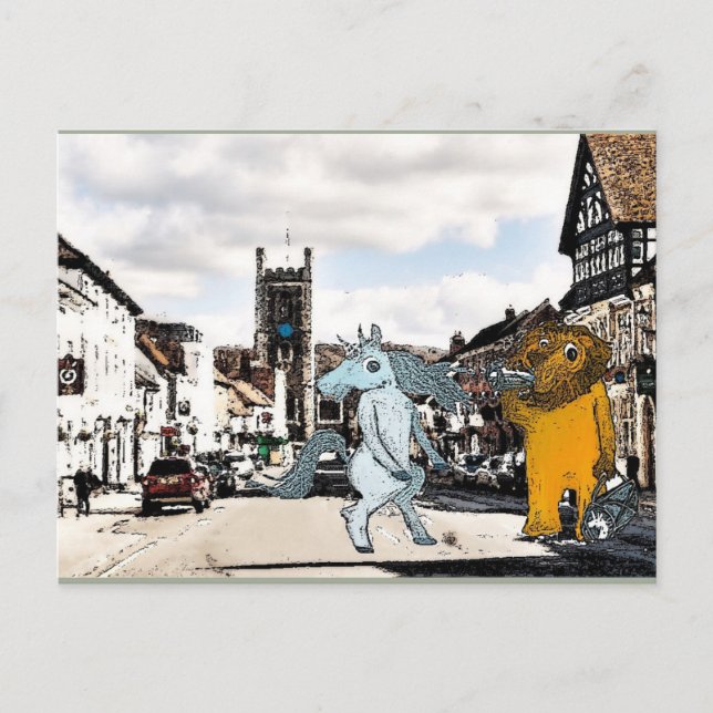 Unicorn and Lion Post Card (Front)