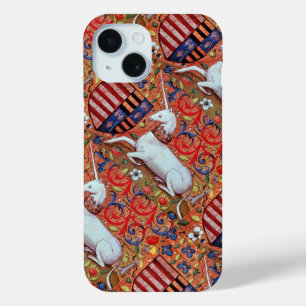 UNICORN AND MEDIEVAL FANTASY FLOWERS,FLORAL MOTIFS iPhone 15 CASE