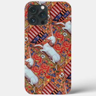 UNICORN AND MEDIEVAL FANTASY FLOWERS,FLORAL MOTIFS iPhone 13 PRO MAX CASE