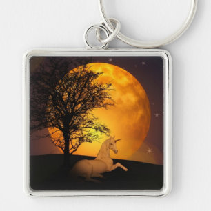 Unicorn and Moon Key Ring