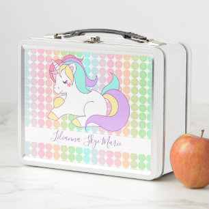 Unicorn and Polka Dots Metal Lunch Box