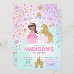 Unicorn And Princess Invitation Magical Birthday