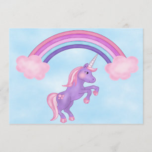 Unicorn and Rainbow Birthday Invitation