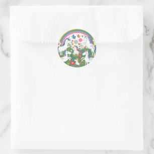 Unicorn and rainbow classic round sticker