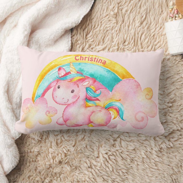 Unicorn and Rainbow Heart Lumbar Cushion (Blanket)