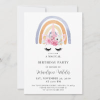 Unicorn And Rainbow Kid's Birthday Invitation