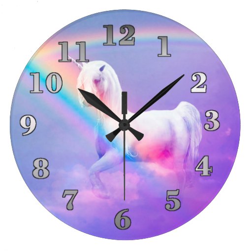 Image of Unicorn and Rainbow Large Clock