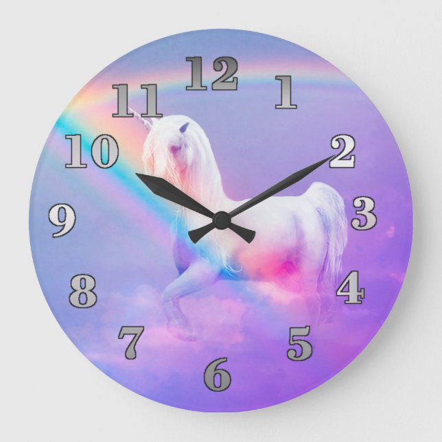 Unicorn and Rainbow Large Clock (Front)
