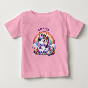 Unicorn and Rainbow Personalised  Baby T-Shirt