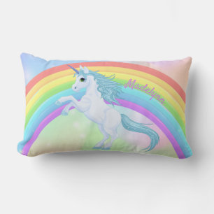 Unicorn and Rainbow Throw Pillow