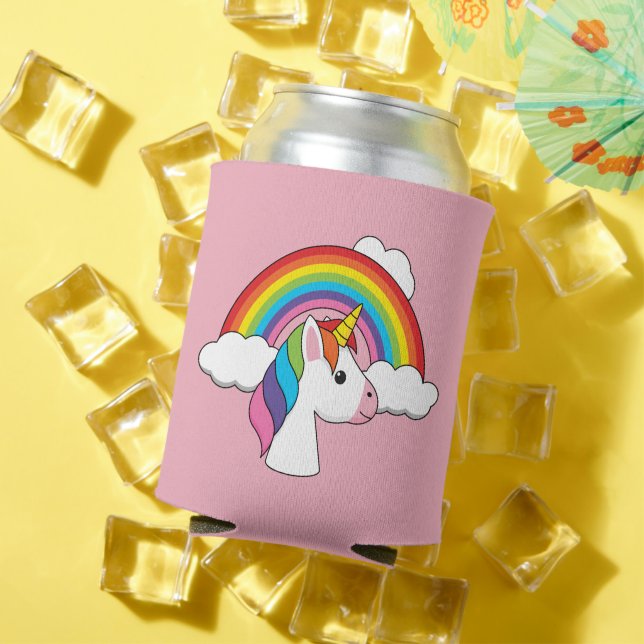 Unicorn and Rainbow with Clouds Kawaii Can Cooler (In Situ Summer)