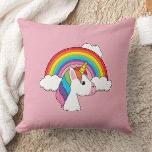 Unicorn and Rainbow with Clouds Kawaii Cushion
