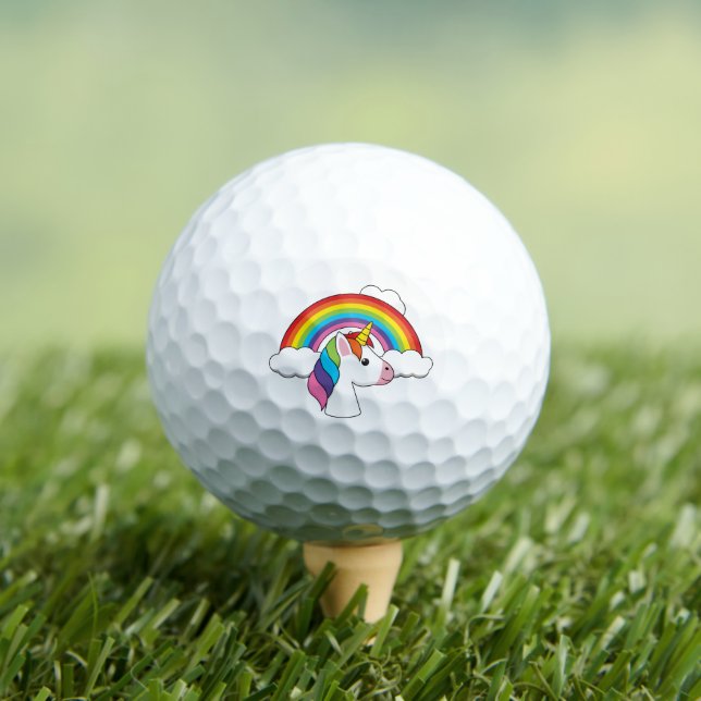 Unicorn and Rainbow with Clouds Kawaii Golf Balls (Insitu Tee)