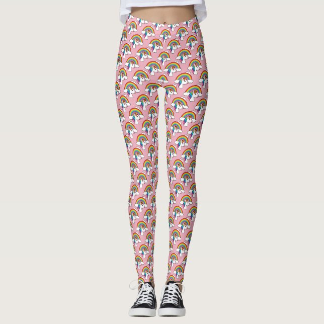 Unicorn and Rainbow with Clouds Kawaii Leggings (Front)