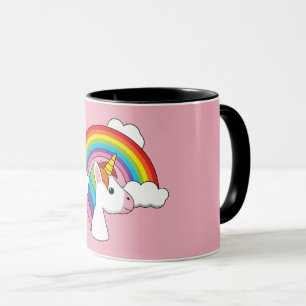 Unicorn and Rainbow with Clouds Kawaii Mug