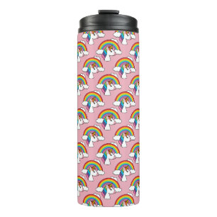 Unicorn and Rainbow with Clouds Kawaii Thermal Tumbler