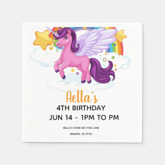 Unicorn and Rainbows Birthday Napkin