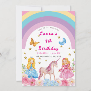 Unicorn and Rainbows Birthday Party Invitation