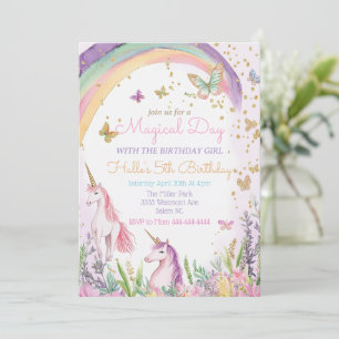 Unicorn and Rainbows birthday unicorn theme Invitation