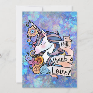 Unicorn and Scrollwork Thank-You Cards