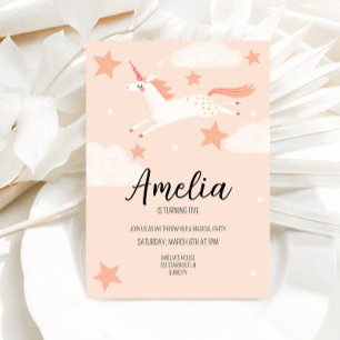 Unicorn and Stars Birthday Invitation